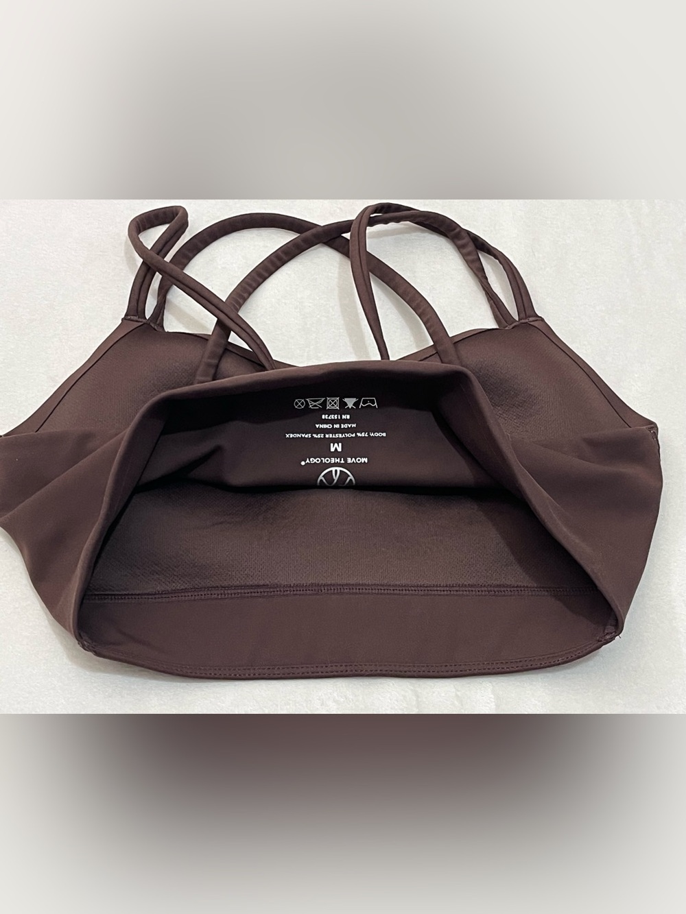 Move Theology Women's Strappy Goddess Sports Bra Bralette Brown Size Medium - Picture 10 of 11